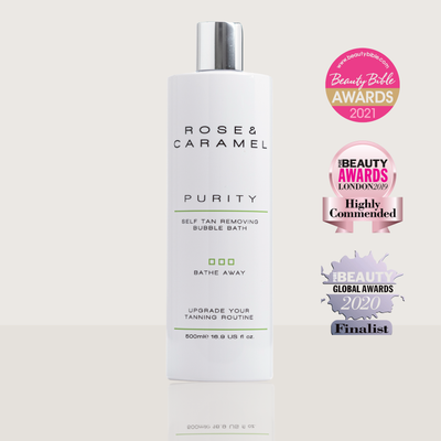 self tan removing bubble bath, self tan remover, tan remover, fake tan eraser, sensitive tan remover, purity tan remover