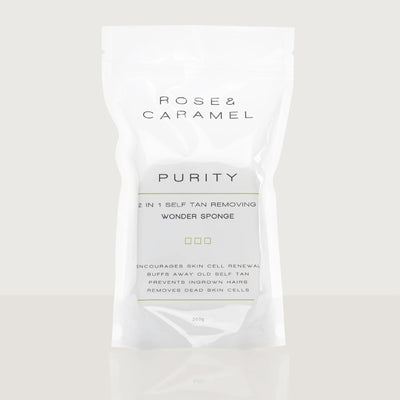 self tan removing soap sponge, wonder sponge, fake tan eraser, purity tan remover, body exfoliator